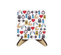 Novelty Personal Trainer Cork Coaster Set - Gifts for Personal Trainers - Set of Four (4) Square Drinks Coasters & Wood-Effect Stand