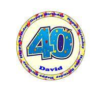 Novelty Personalised 40th Birthday (Balloons) 7.5" Edible Wafer Paper Cake Topper (Please Leave Personalisation as Gift Message)