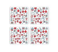 Novelty Phlebotomist Cork Coaster Set - Gifts for Phlebotomists - Set of Four (4) Square Drinks Coasters