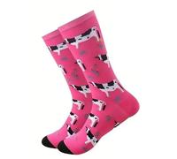 Novelty Pink Cow Socks UK Size 5-8 Fun Gift For Women or Teenager, Stocking filler Valentines or any occasion