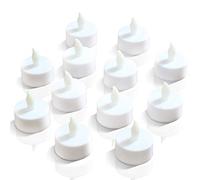 NOVELTY PLACE Flameless LED Tea Light Candles in Warm Yellow Flickering Bright Tealights Electric Battery-Powered Tealight Candles for Votive, Wedding, Birthday (Pack of 12)