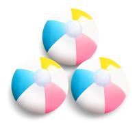 NOVELTY PLACE Inflatable Beach Balls - 3 Pack, 12" Diameter, White Panels Alternate With Macaron Colors, leak-proof PVC - Summer Beach Pool Party Supplies, Fun Floating Toys For Teenagers, Adults
