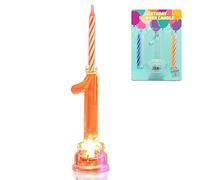 NOVELTY PLACE Multicolor Flashing Number Candle Set, Color Changing LED Birthday Cake Topper with 4 Wax Candles (Number 1)