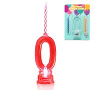 NOVELTY PLACE Multicolor Flashing Number Candle Set, Color Changing LED Birthday Cake Topper with 4 Wax Candles (Number 0)
