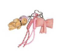 Novelty Plush Bear Clip Keychain Climbing Gear Design Trendy Bowknot Decorative Backpack Charm Personalized Keychain for Teen Adults, フリーサイズ