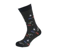 Novelty Police Design Cotton Rich Woven Socks, Dark Grey with Helmet, Lights and Handcuffs Pattern, UK Size 5-12, Unisex Adult