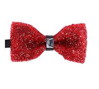 Novelty Pre-Tied Bowtie Men's Big Boy Bling Sparkle Rhinestone Banquet Wedding Bow Tie, Agate Red, One size