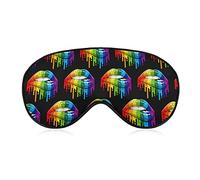 Novelty Printed Sleep Mask Eye Cover Compatible with LGBT Gay Homosexual Lesbian Rainbow Lips Pride Soft Blindfold Elastic Strap Night Eyeshade Travel Nap for Women Men