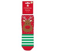 Novelty Red Christmas Socks Rudolph Reindeer Design Childrens Unisex Onesize