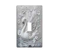 Novelty Relief Swan Decorative Light Switch Cover Wall Plate 1 Gang Single Toggle, Vintage Floral Flower Diamond Electrical Faceplate for Kitchen Bathroom, Bird Switchcover Decor