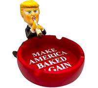 Novelty Resin Ashtray Funny Decorative Ash Tray for Indoor Outdoor Use (America Baked Again)