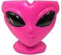 Novelty Resin Ashtray Funny Decorative Ash Tray for Indoor Outdoor Use (Pink Alien Head)