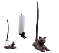 Novelty Resting Cat Toilet Roll Holder 12" Funny Animal Themed Toilet Paper Stand - Free Standing Long Neck with Holder Bathroom or Kitchen Accessories for Indoor Loo Roll Holder Décor (Cat)