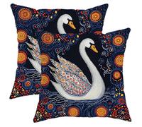 Novelty Retro Floral Swan Throw Pillow Covers 18x18 Set of 2, Soft Comfy Vintage Flowers Pillow Cases Kit, Bird Velvet Decorative for Couch Sofa Living Room Bed