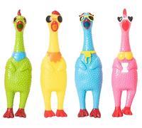 Novelty Rubber Chicken Squeaky Toy- Scream Game with Chicken Toy - Squawking Chicken Toy Fun for Kids and Adults, 1 Random Piece (Funky Chicken)