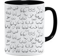 Novelty Rude Gift Mug for Colleagues or Friends | Funny Gag Gift for Men and Women | Novelty Coffee Mug | Offensive Humor | Breast Mug | Penis Mug (Boobs (Black))