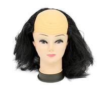 Novelty Scientist Cosplay Old Man Half Bald Head Wig, (Black)