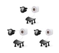 Novelty Sheep Toilet Roll Holder Free Standing - Cute Animal Bathroom Decor, Funny & Creative Toilet Paper Holder for Home No paper towels included (black,3pcs)