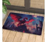 Novelty Sky Red Dragon Door Mat for Entrance Outdoor Indoor Entrance Gothic Decor Waterproof Rubber Non Slip Dustproof Easy Clean 29"x17"