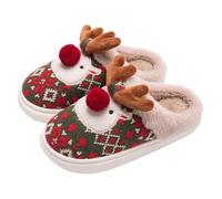 Novelty Slippers Christmas Reindeer Couple Plush Non Slip Indoor House Shoe