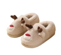 Novelty Slippers Christmas Reindeer Plush Cushioned Arch Support House Shoe