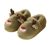 Novelty Slippers Christmas Reindeer Plush Cushioned Arch Support House Shoe