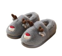 Novelty Slippers Christmas Reindeer Plush Cushioned Arch Support House Shoe