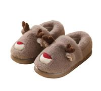 Novelty Slippers Christmas Reindeer Plush Cushioned Arch Support House Shoe