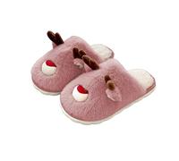 Novelty Slippers Christmas Reindeer Plush Cushioned Non Slip Couple Shoes