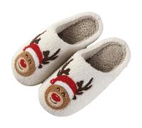 Novelty Slippers Couples Winter Christmas Print Warm Fleece Lined Indoor House Non Slip Cozy Comfortable Slippers For Men And Women