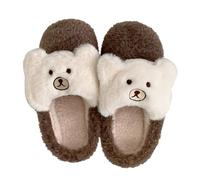 Novelty Slippers Cute Bear Fleece Cozy Warm Indoor Shoes for Women | Cute bear design, soft plush fleece, non-slip sole, UK 3-8, girly warm home winter and self-care nights