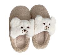 Novelty Slippers Cute Bear Fleece Cozy Warm Indoor Shoes for Women | Cute bear design, soft plush fleece, non-slip sole, UK 3-8, girly warm home winter and self-care nights
