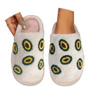 Novelty Slippers Fruit Watermelon Avocado Lemon Print Fleece Indoor Shoes