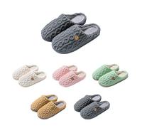 Novelty Slippers Fuzzy Moon Heart Print Comfy Warm Couple Slip On For Winter Cute Star Cozy Comfortable Slippers