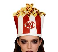 Novelty Snack Cap, Popcorn Print Cosplay Accessories, Creative Costume Hat for Parades and Festivals, Family Party and Holiday Fun, Halloween Fancy Dress Items, Carnival Headwear