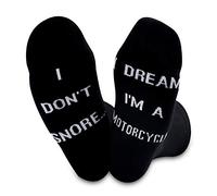 Novelty Socks for Men I Don’t Snore I Dream I’m a Motorcycle Funny Socks for Dad Papa Boyfriend Husband (Motorcycle Socks)