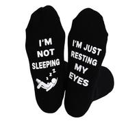 Novelty Socks For Men Women Unisex Cotton Funny Socks, I'M JUST RESTING MY EYES Great Humor Personalized Design Christmas Father's Day Birthday Gifts Size 9-11
