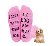 Novelty Socks for Women I Can'T Get Up Right Now The Dog Is On My Lap Dog Lovers Gifts for Women Warm Cotton Long Stockings Pink Cupcake Packaging Funny Socks Gifts for Wife Mum Girlfriend Daughter