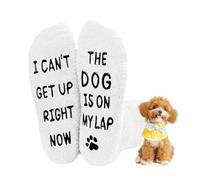 Novelty Socks for Women Men I Can'T Get Up Right Now The Dog Is On My Lap Dog Lovers Gifts for Women Warm Cotton Long Stockings Cupcake Packaging Funny Socks Gifts for Wife Mum Girlfriend Daughter