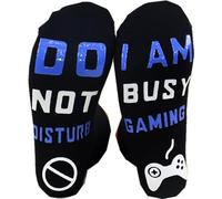 Novelty Socks Funny Socks for Men Women Do Not Disturb I Am Busy Gaming Gamer Socks Gamer Gifts Sock Cotton Mid Calf Socks For Game Lovers Christmas Thanksgiving Birthday Gift (Blue)