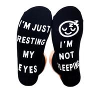 Novelty Socks Funny Socks for Men Women I'm Not Sleeping I'm Just Resting My Eyes Socks Unisex Cotton Mid Calf Socks Non-slip Socks for Dad Grandpa Christmas Thanksgiving Birthday Gift (Smile A)