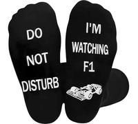 Novelty socks with an I'm Watching F1 design. Perfect for men, teenagers, and Formula 1 lovers. A funny and unique gift for birthdays or any occasion(black)
