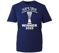 Novelty Spurs Europa League Winners 2025 T-Shirt, London Football Club Fan Champions of Europe Shirt, Gift Unisex Tee Top (Navy, M Years)