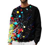 Novelty Sweatshirts For Men Uk Colorful Party Jumpers Lightweight Sports Pullovers Tie Dye Graphic Holiday Sweatshirt Loose Gym Jumper Crew Neck Printed Fall Pullover Lightweight Activewear