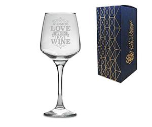 Novelty Tallo Prosecco Wine Glass - Who Needs Love, When I Have Wine - Engraved with Message