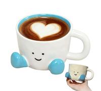 Novelty Tea Cup with Feet, Ceramic Hand Kneaded Cute Coffee Mug, C-reative Planter Thermal Coffee Mug, Durablle Fun Tea Cup with Feet, Cute Latte Art Cups for Christmas Birthday Cool Home Decor（Blue）