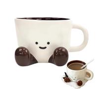 Novelty Tea Cup with Feet, Ceramic Hand Kneaded Cute Coffee Mug, C-reative Planter Thermal Coffee Mug, Durablle Fun Tea Cup with Feet, Cute Latte Art Cups for Christmas Birthday Cool Home Decor（Brown）