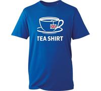 Novelty Tea Shirt, Funny Union Jack Cup Graphic Tee, UK Brew Lover Design, British Tea Time Gift Top (Royal, XL)