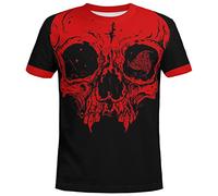 Novelty Tees Viking Skull Totem 3D Printed Men Fashion T-Shirt Summer Casual Short Sleeve Tops(US Size),Red Skull,6XL