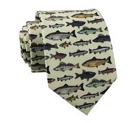 Novelty Ties for Men Boys Animal Patterned Funny Halloween Handmade Printed Necktie, Fish, One size